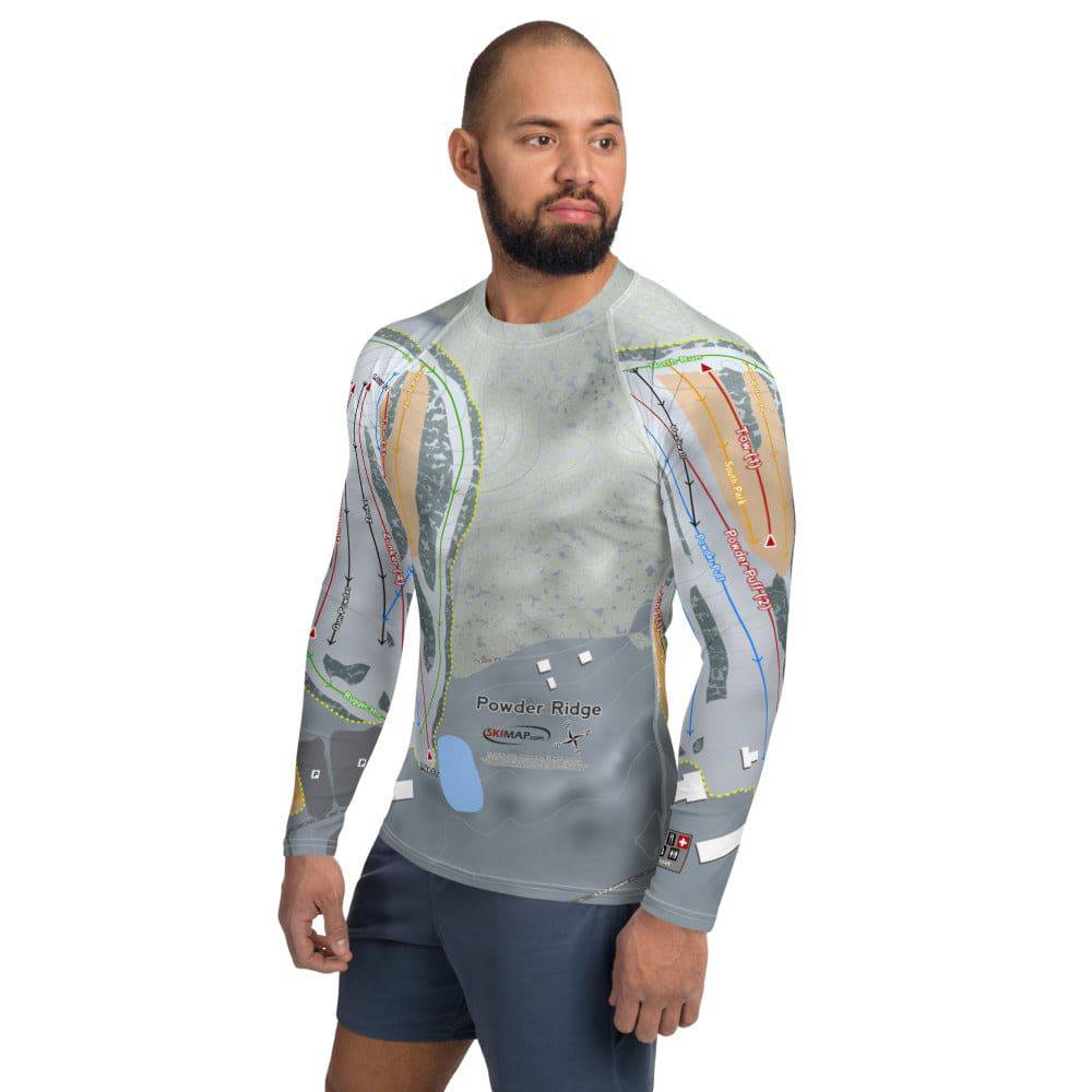 Powder Ridge, Connecticut Ski Trail Map Men's Base Layer Top - Powderaddicts