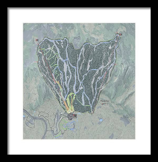 Powderhorn Ski Trail Map - Framed Print - Powderaddicts