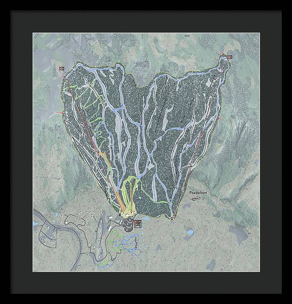 Powderhorn Ski Trail Map - Framed Print - Powderaddicts