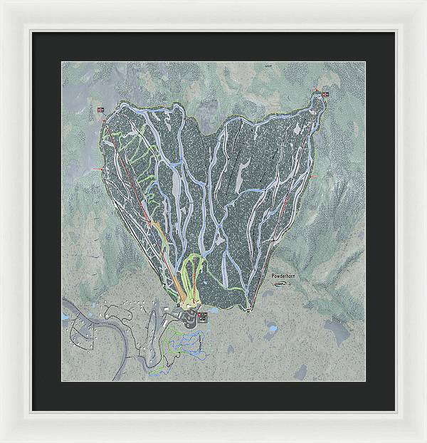 Powderhorn Ski Trail Map - Framed Print - Powderaddicts