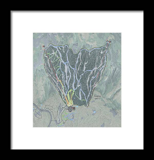 Powderhorn Ski Trail Map - Framed Print - Powderaddicts