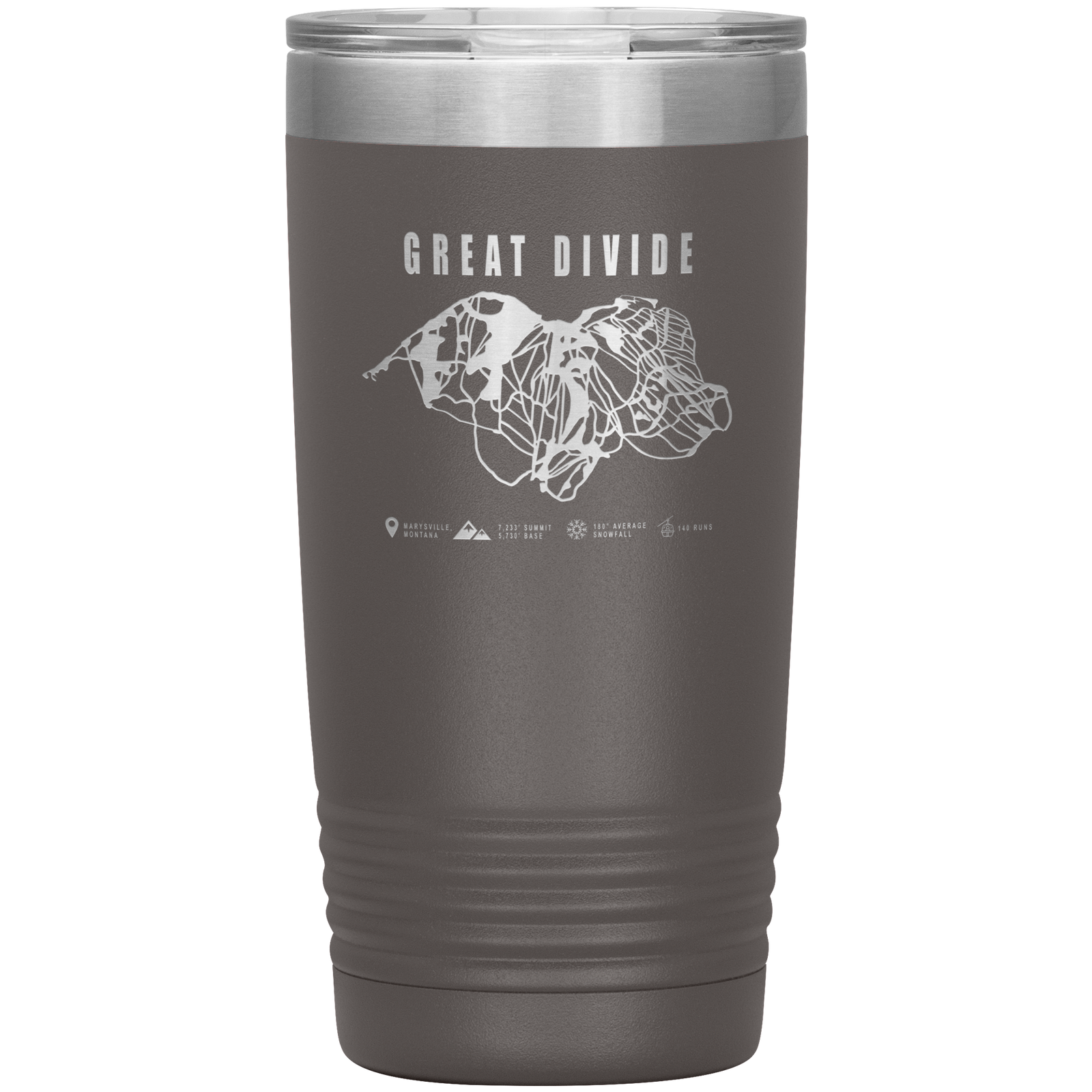 Great Divide Montana Ski Trail Map 20oz Tumbler - Powderaddicts