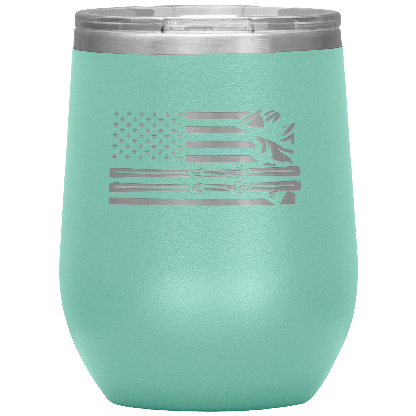 USA Ski Flag 12oz Wine Tumbler - Powderaddicts