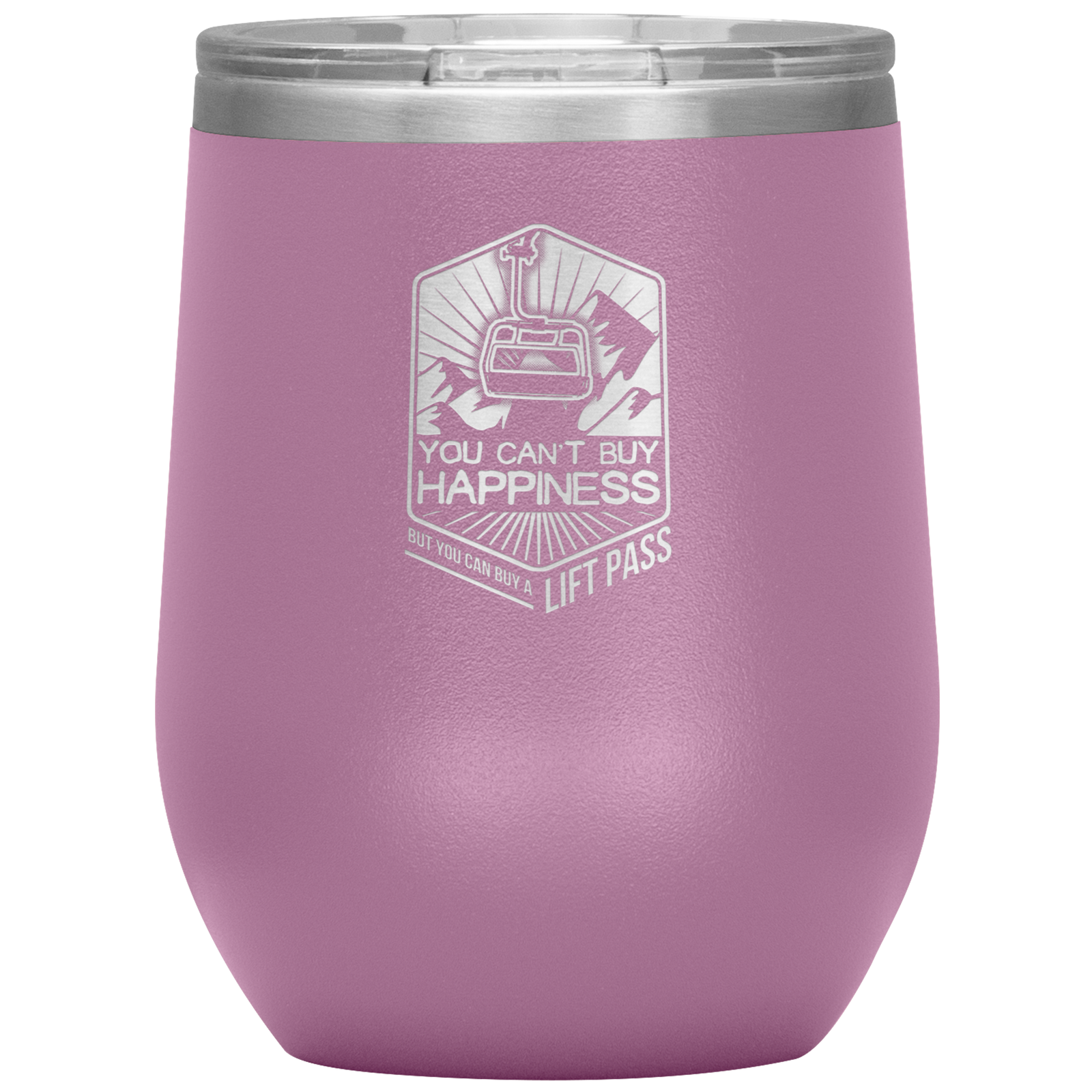You Can't Buy Happiness But You Can Buy A Lift Pass Wine 12oz Tumbler - Powderaddicts