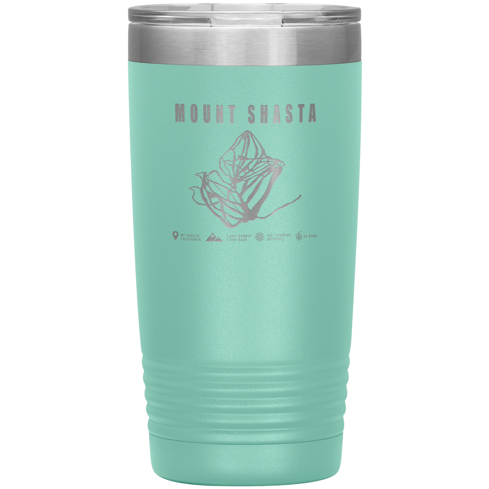 Mount Shasta, California Ski Trail Map 20oz Tumbler - Powderaddicts