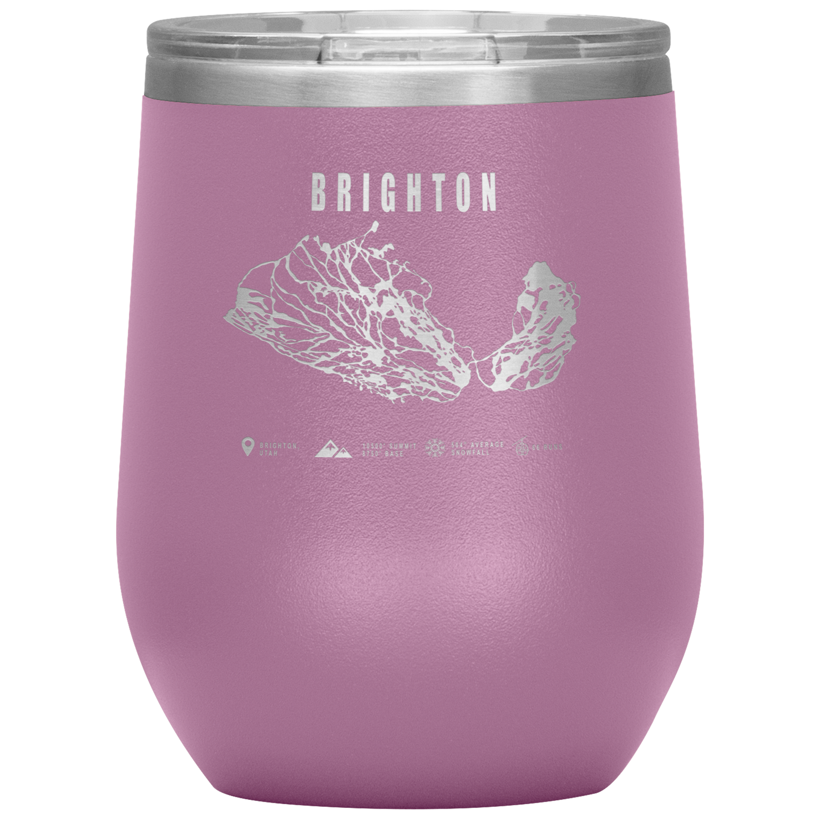 Brighton,Utah Ski Trail Map Wine 12oz Tumbler - Powderaddicts