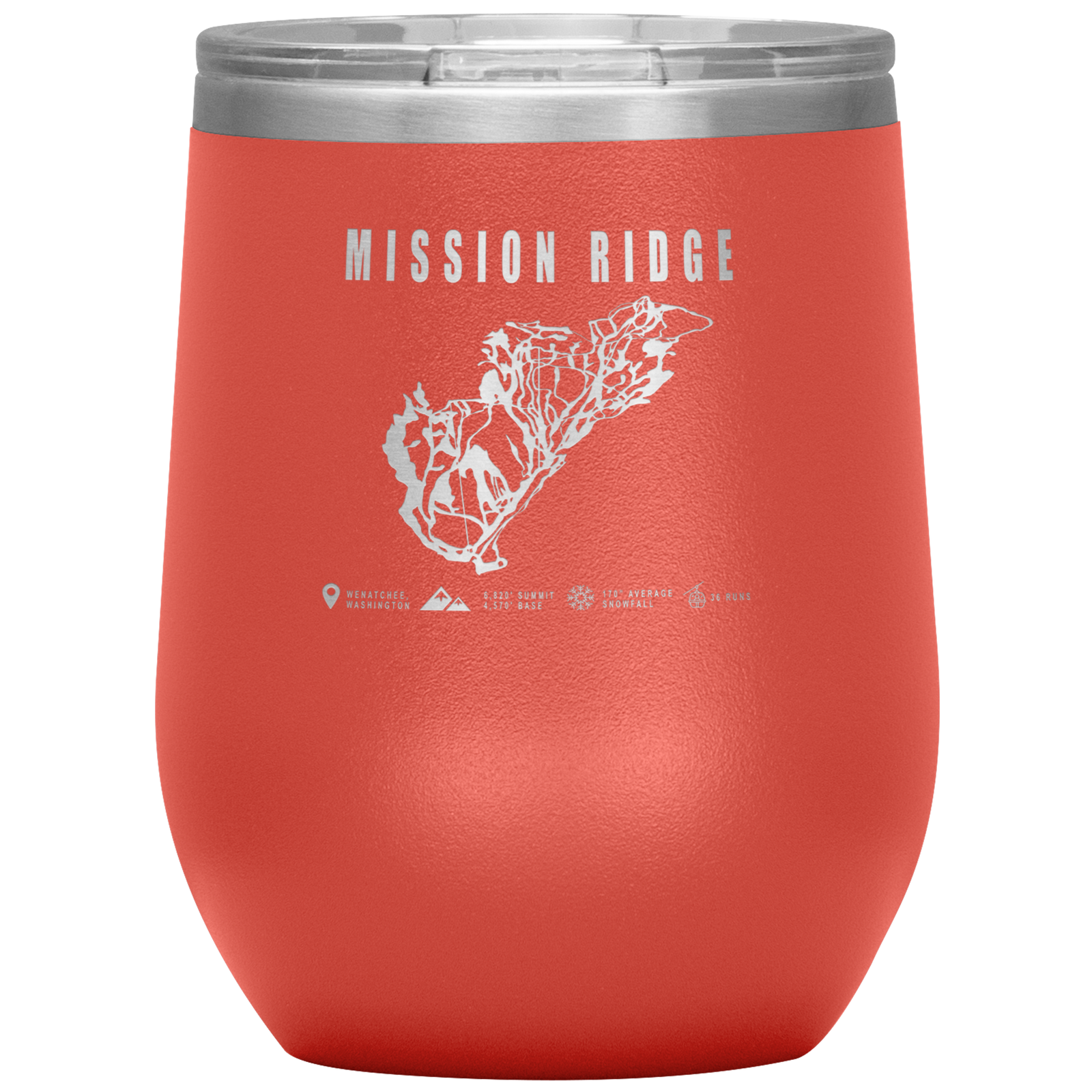 Mission Ridge, Washington Ski Trail Map Wine 12oz Tumbler - Powderaddicts