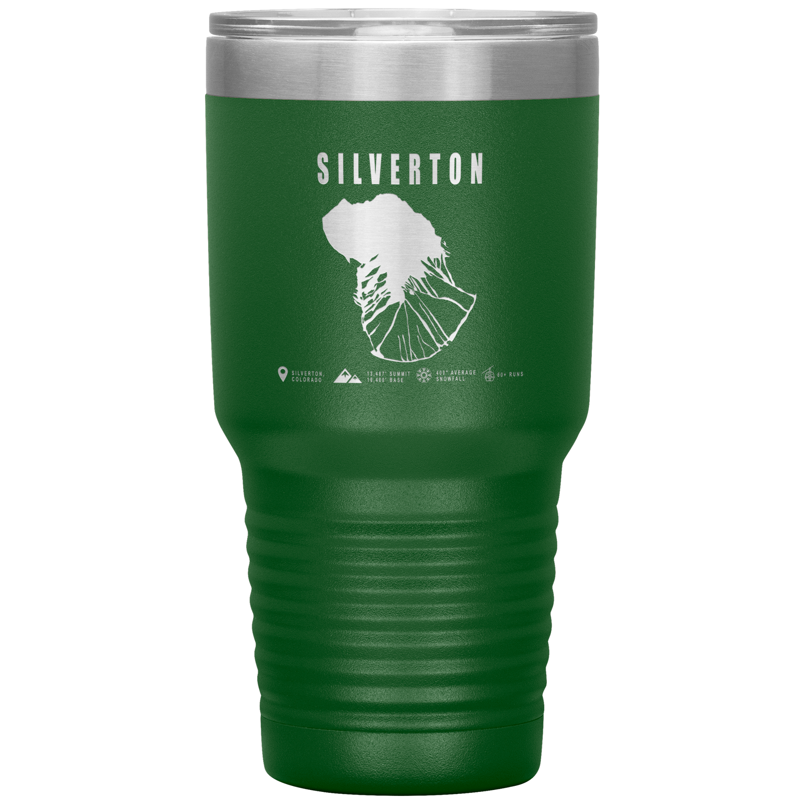 Silverton Colorado Ski Trail Map 30oz Tumbler - Powderaddicts