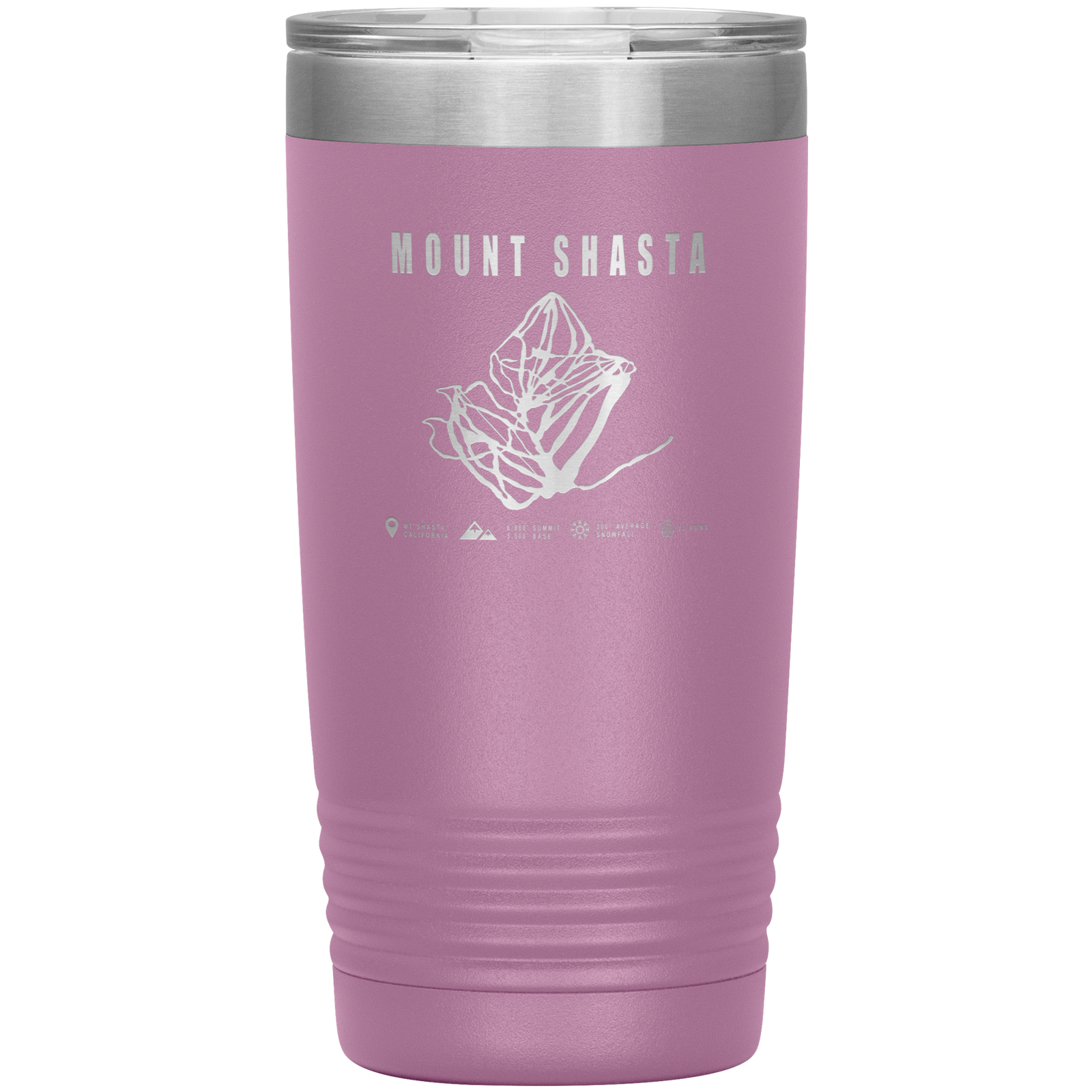 Mount Shasta, California Ski Trail Map 20oz Tumbler - Powderaddicts