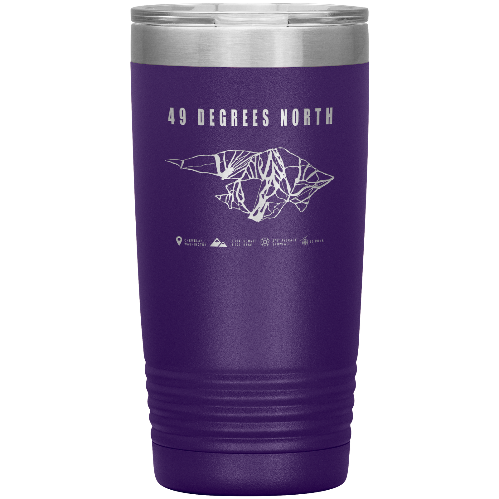 49 Degrees North, Washington Ski Trail Map 20oz Tumbler - Powderaddicts