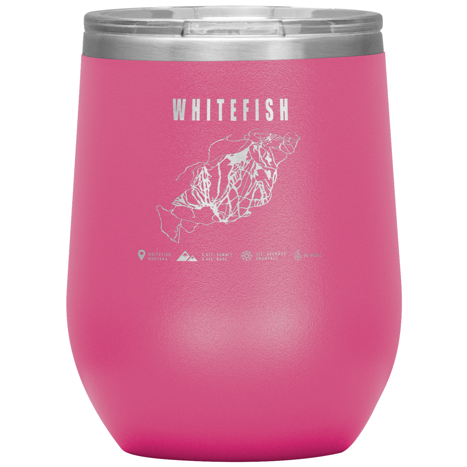 Whitefish Montana Ski Trail Map Wine 12oz Tumbler - Powderaddicts