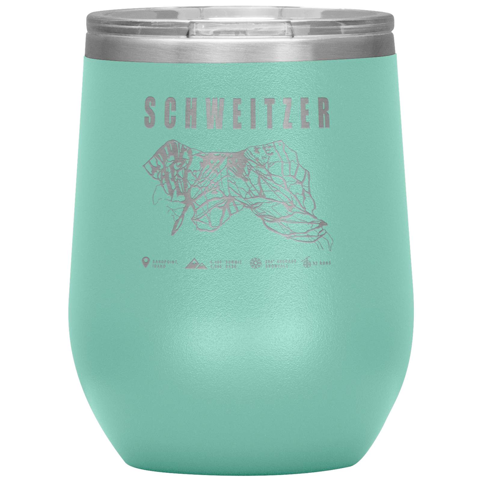 Schweitzer Idaho Ski Trail Map Wine 12oz Tumbler - Powderaddicts