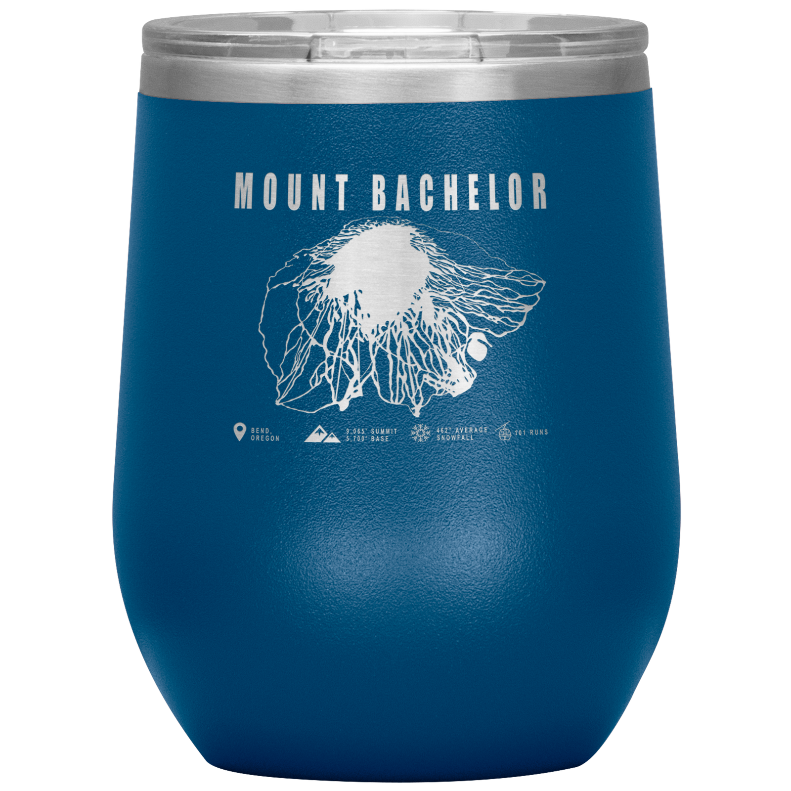Mount Bachelor, Oregon Ski Trail Map Wine 12oz Tumbler - Powderaddicts