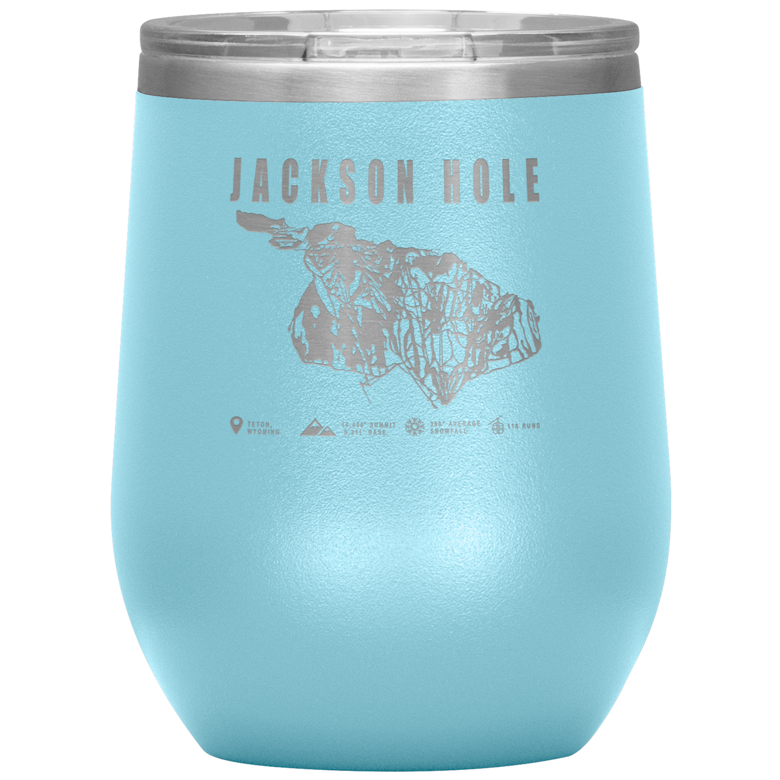 Jackson Hole Wyoming Ski Trail Map Wine 12oz Tumbler - Powderaddicts