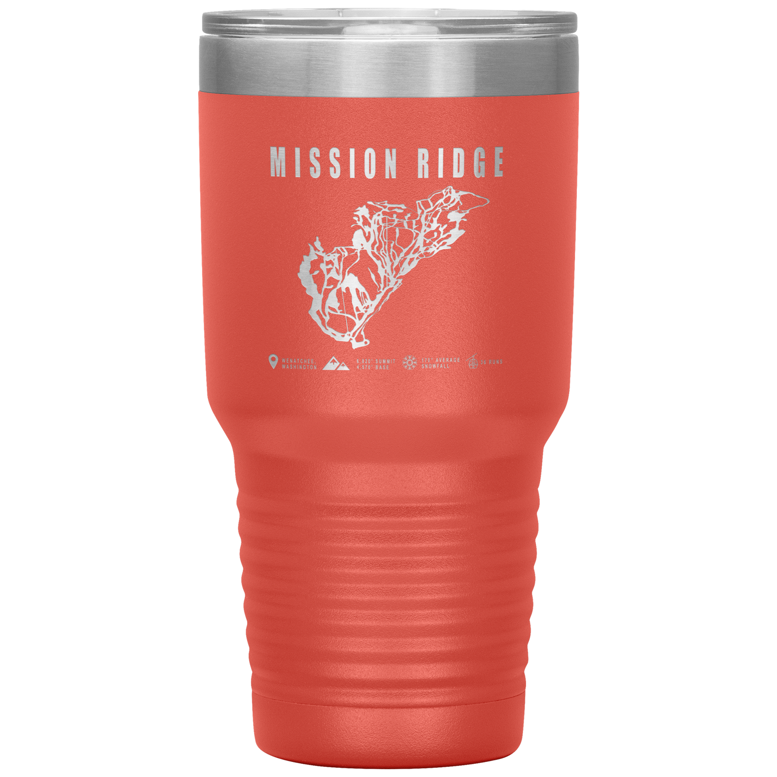 Mission Ridge, Washington Ski Trail Map 30oz Tumbler - Powderaddicts