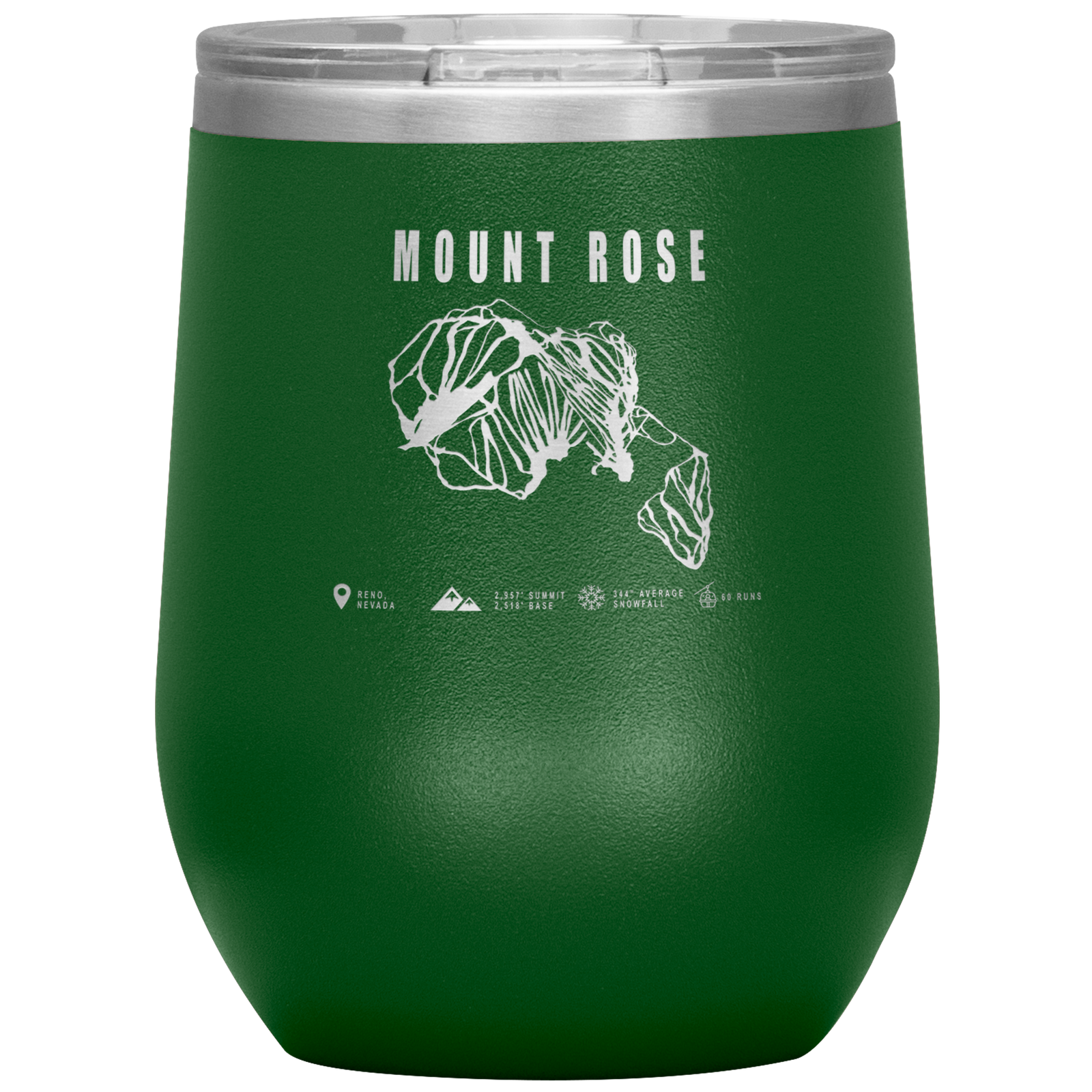 Mount Rose, Nevada Ski Trail Map Wine 12oz Tumbler - Powderaddicts