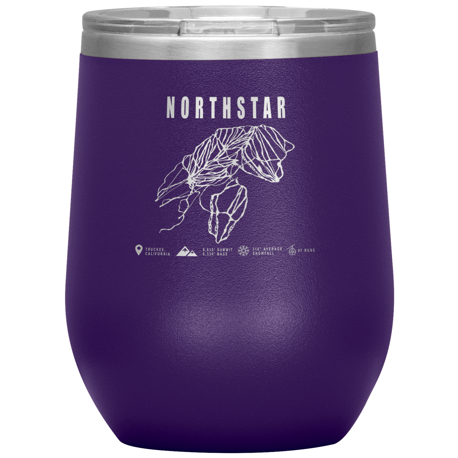 Northstar, California Ski Trail Map Wine 12oz Tumbler - Powderaddicts