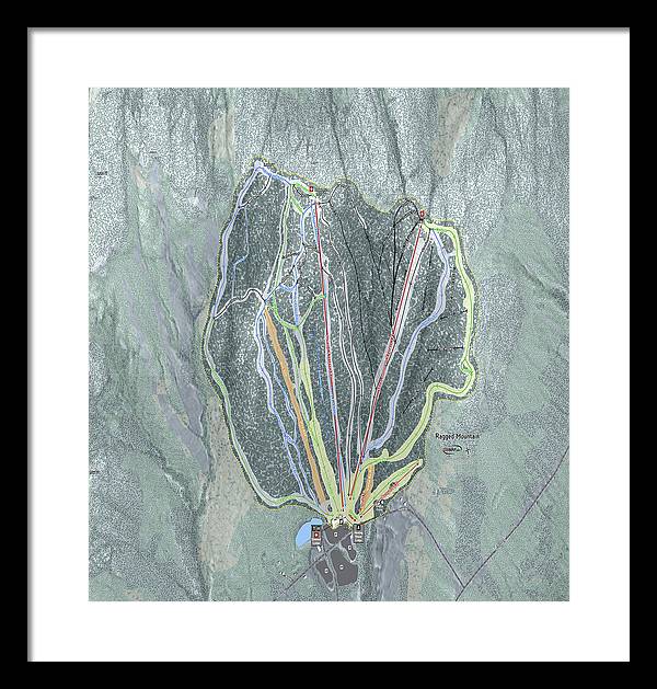 Ragged Mountain Ski Trail Map - Framed Print - Powderaddicts