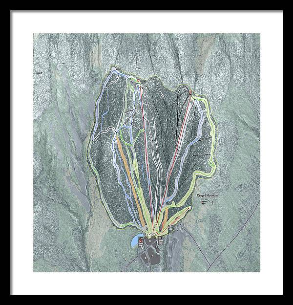 Ragged Mountain Ski Trail Map - Framed Print - Powderaddicts