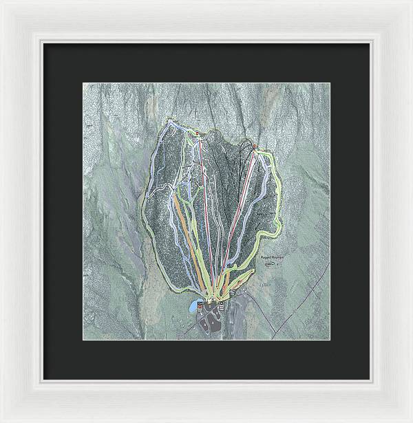 Ragged Mountain Ski Trail Map - Framed Print - Powderaddicts