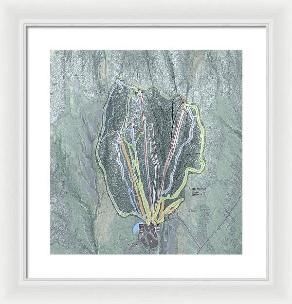 Ragged Mountain Ski Trail Map - Framed Print - Powderaddicts