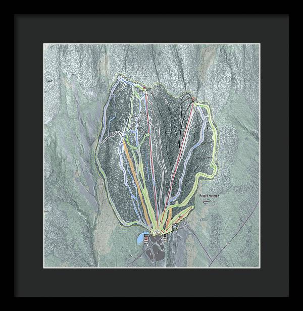 Ragged Mountain Ski Trail Map - Framed Print - Powderaddicts