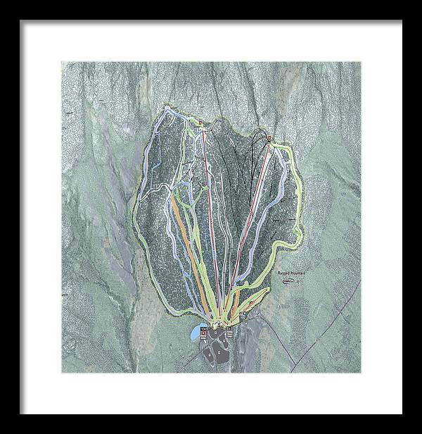 Ragged Mountain Ski Trail Map - Framed Print - Powderaddicts