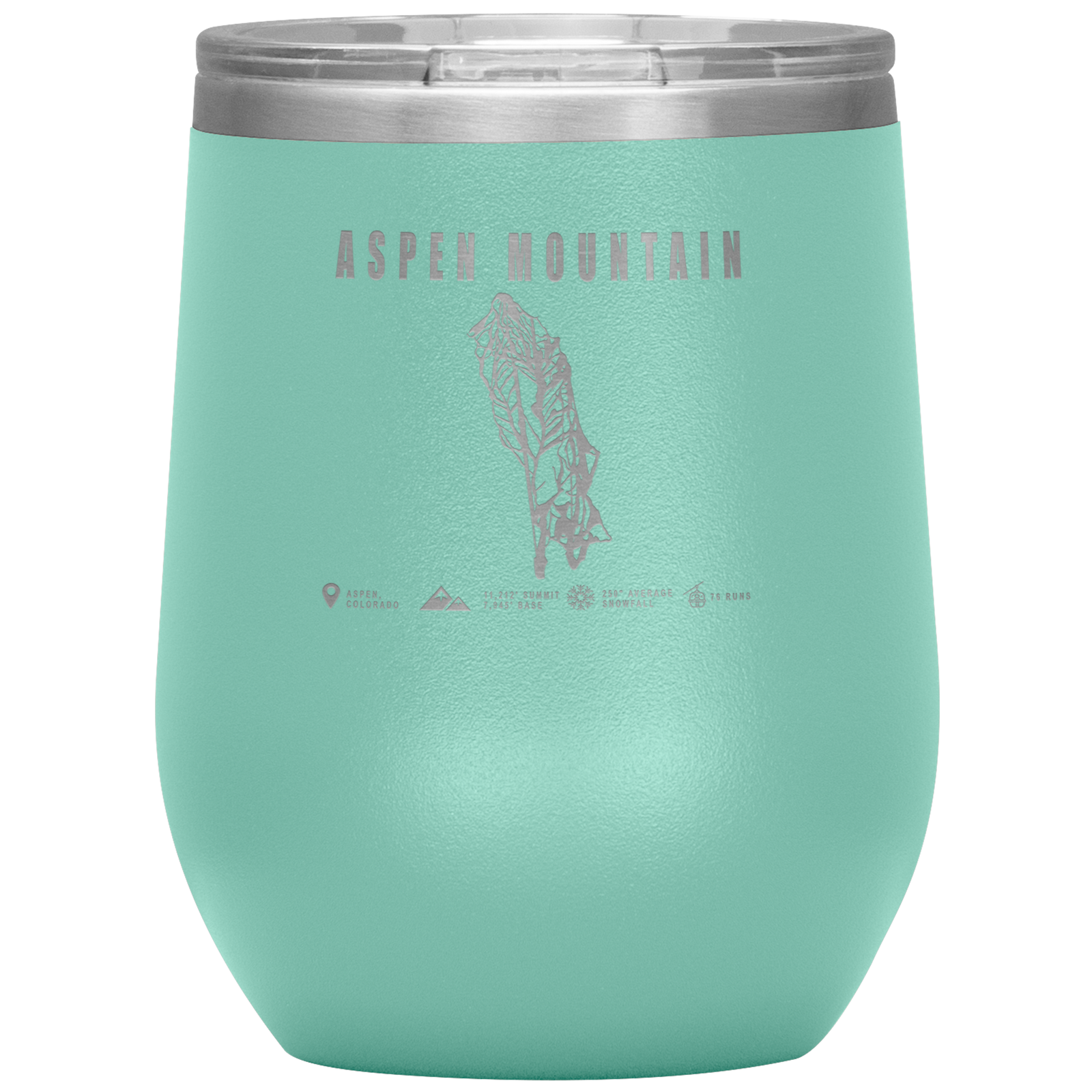 Aspen Mountain Colorado Ski Trail Map Wine 12oz Tumbler - Powderaddicts
