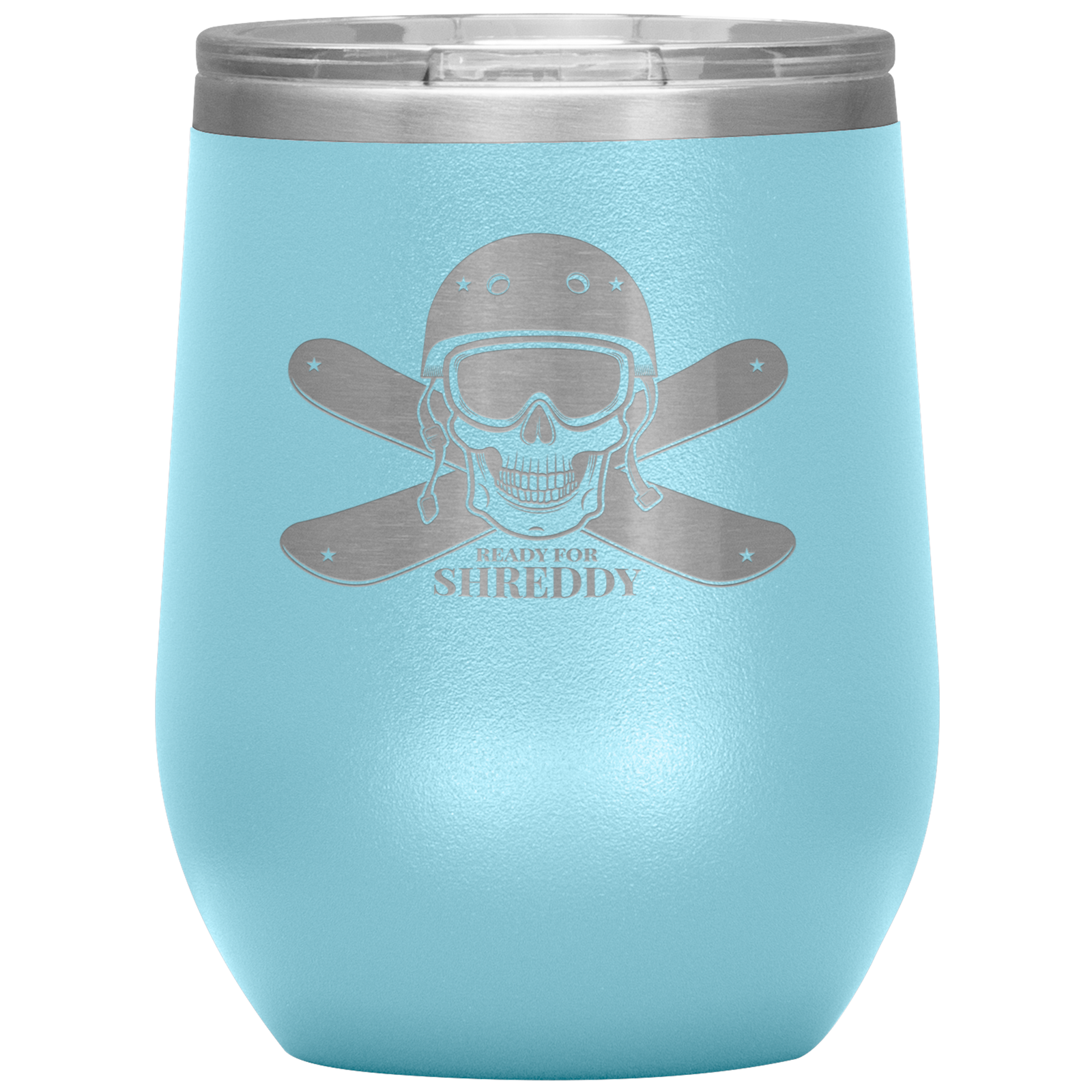 Ready For Shreddy Skeleton Skis Wine 12oz Tumbler - Powderaddicts