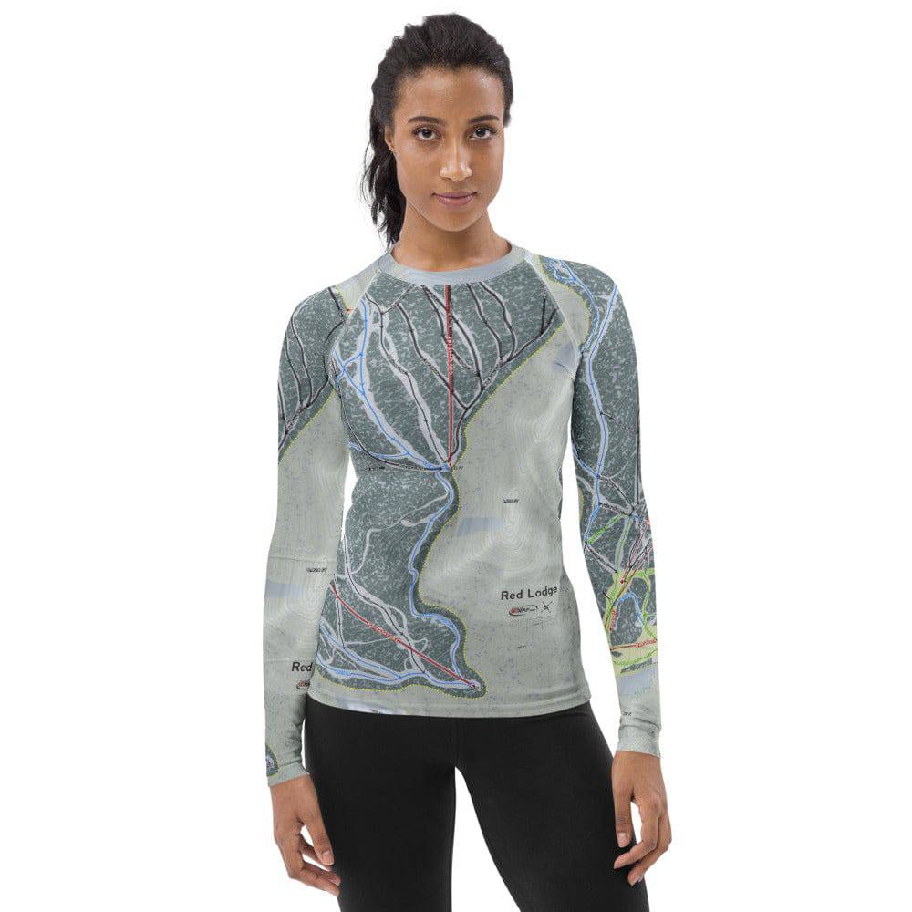 Red Lodge, Montana Ski Trail Map Women's Base Layer Top - Powderaddicts