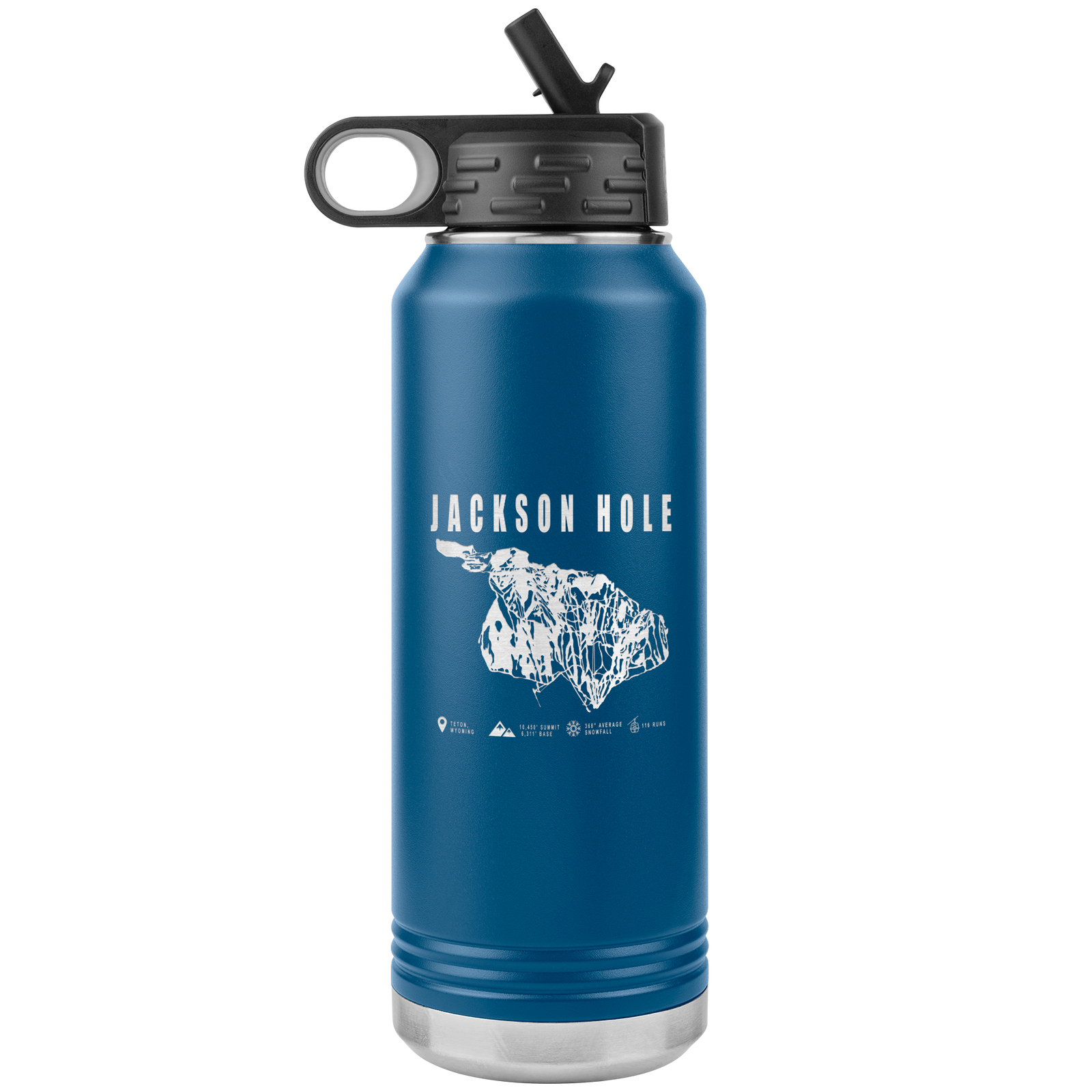 Jackson Hole Wyoming Ski Trail Map 32oz Water Bottle Tumbler - Powderaddicts