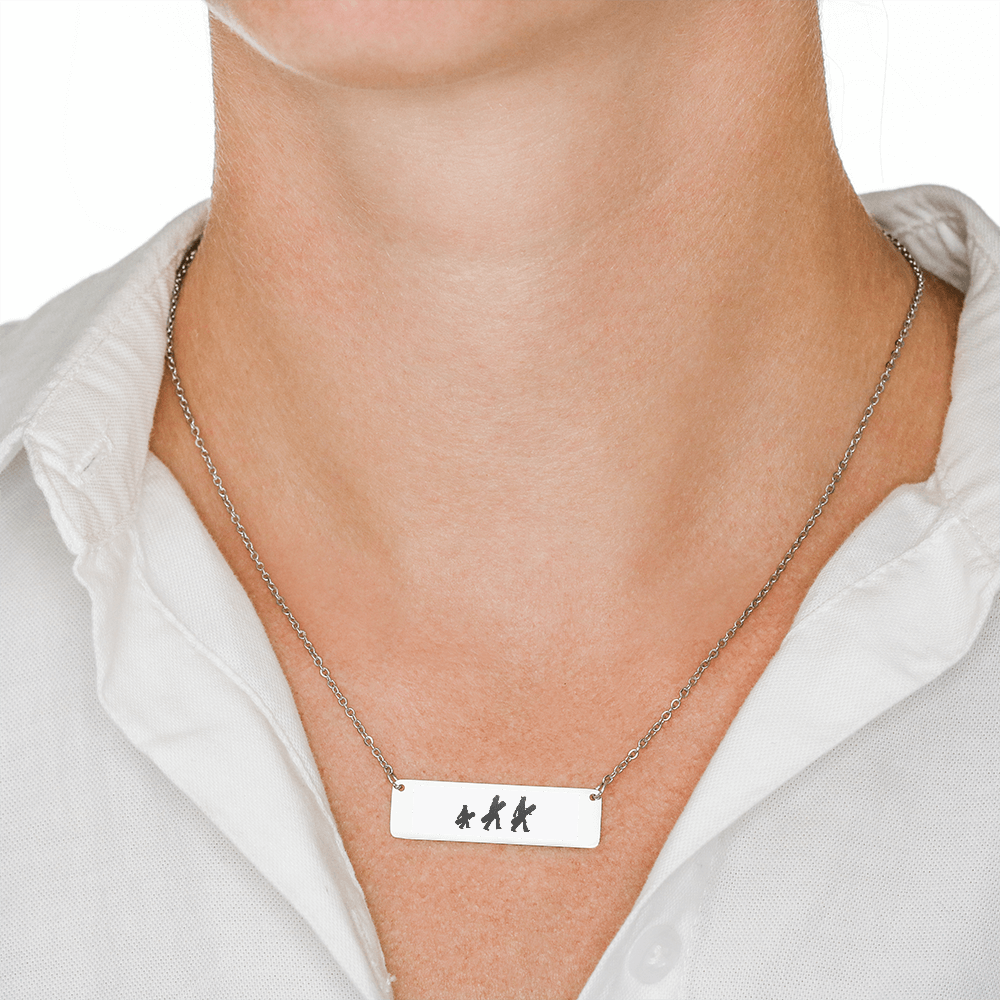 RIDING FAMILY - 1 Mom, 1 Dad, 1 Child | PERSONALIZED BAR PENDANT NECKLACE - Powderaddicts