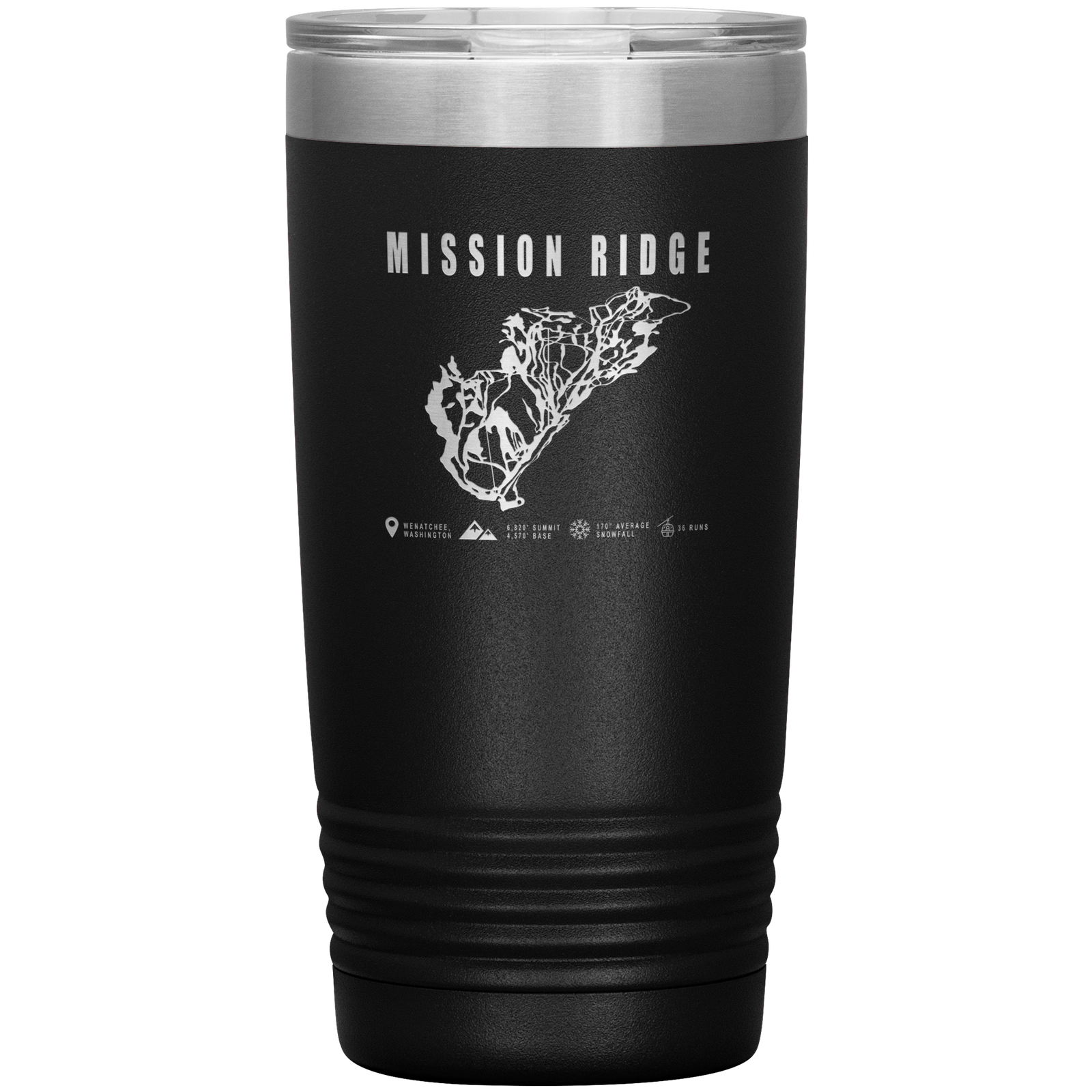 Mission Ridge, Washington Ski Trail Map 20oz Tumbler - Powderaddicts