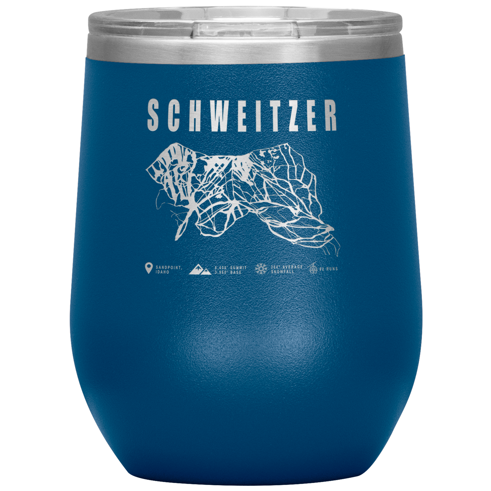 Schweitzer Idaho Ski Trail Map Wine 12oz Tumbler - Powderaddicts