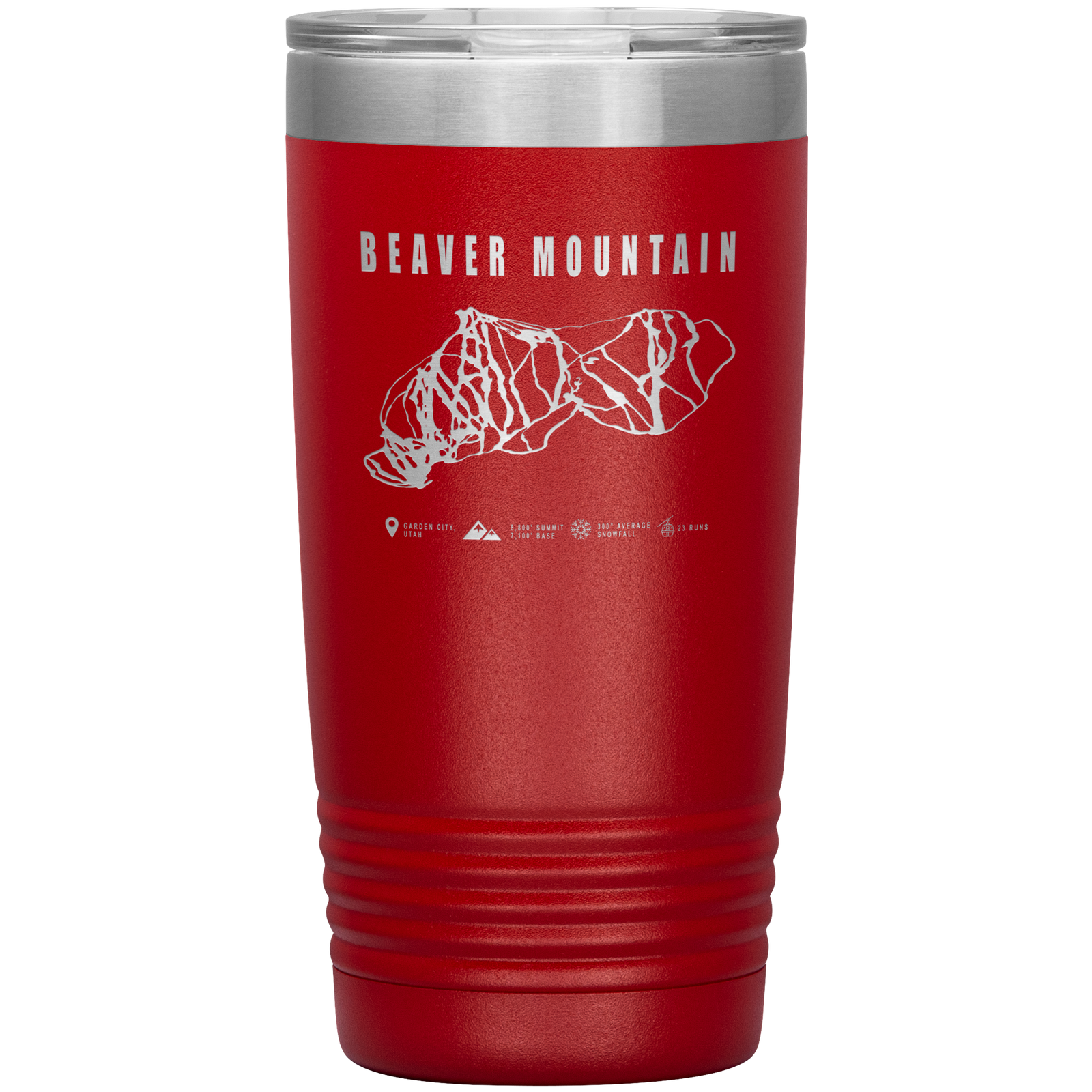 Beaver Mountain,Utah Ski Trail Map 20oz Tumbler - Powderaddicts