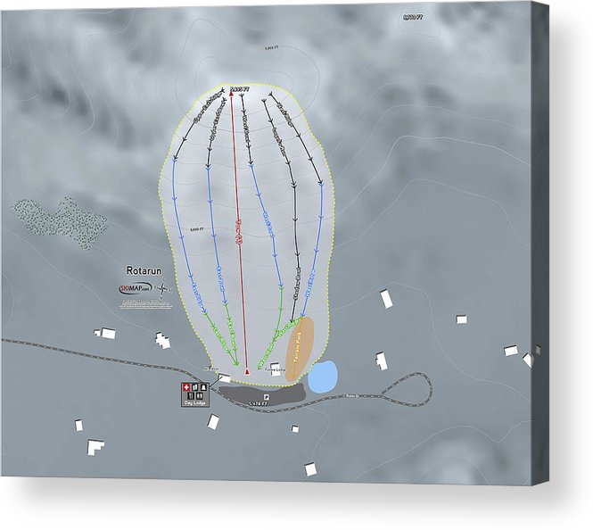 Rotarun Ski Trail Map - Acrylic Print - Powderaddicts