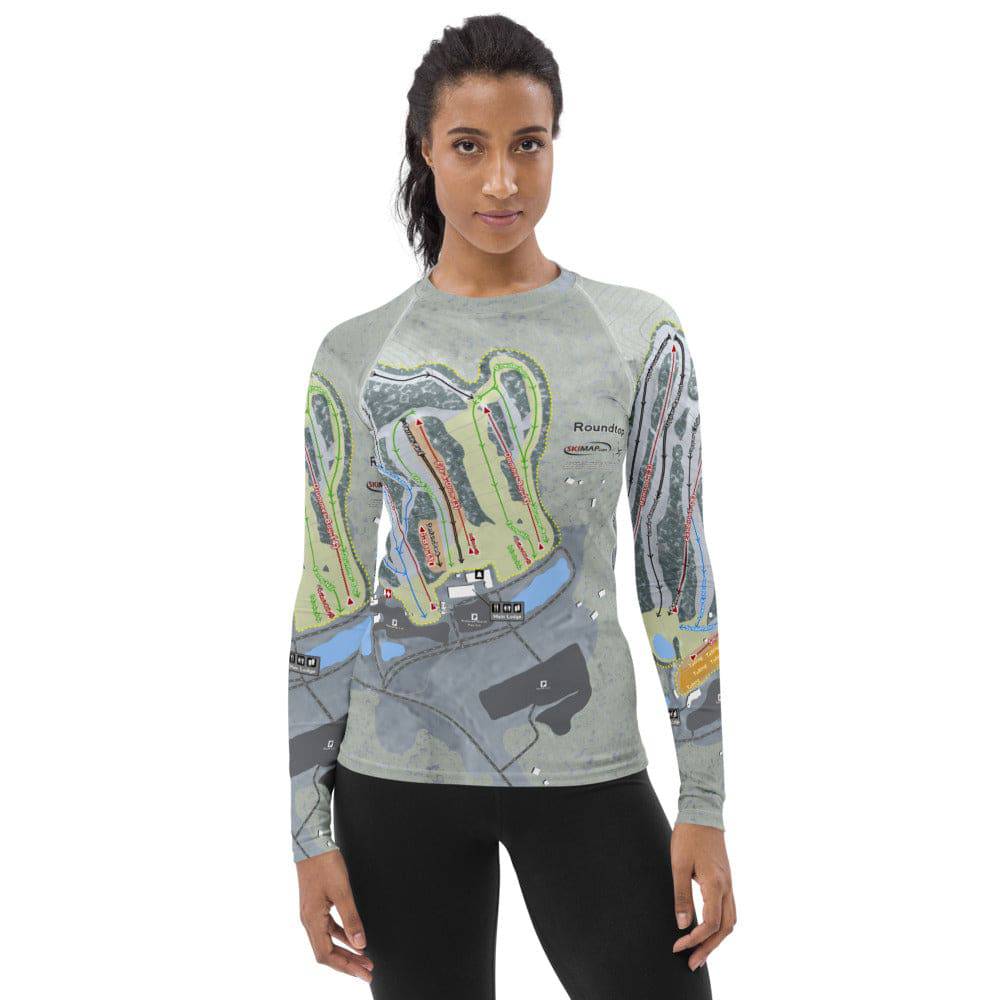 Roundtop, Pennsylvania Ski Trail Map Women's Base Layer Top - Powderaddicts
