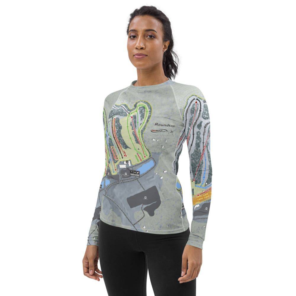 Roundtop, Pennsylvania Ski Trail Map Women's Base Layer Top - Powderaddicts