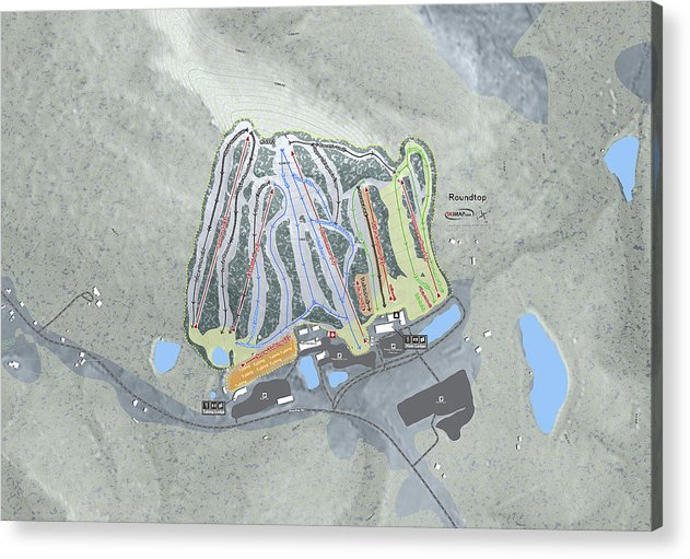 Roundtop Ski Trail Map - Acrylic Print - Powderaddicts