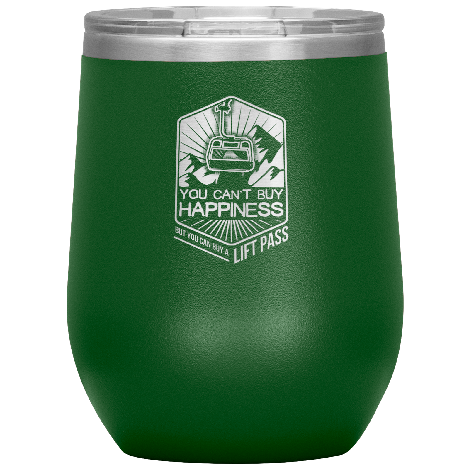 You Can't Buy Happiness But You Can Buy A Lift Pass Wine 12oz Tumbler - Powderaddicts