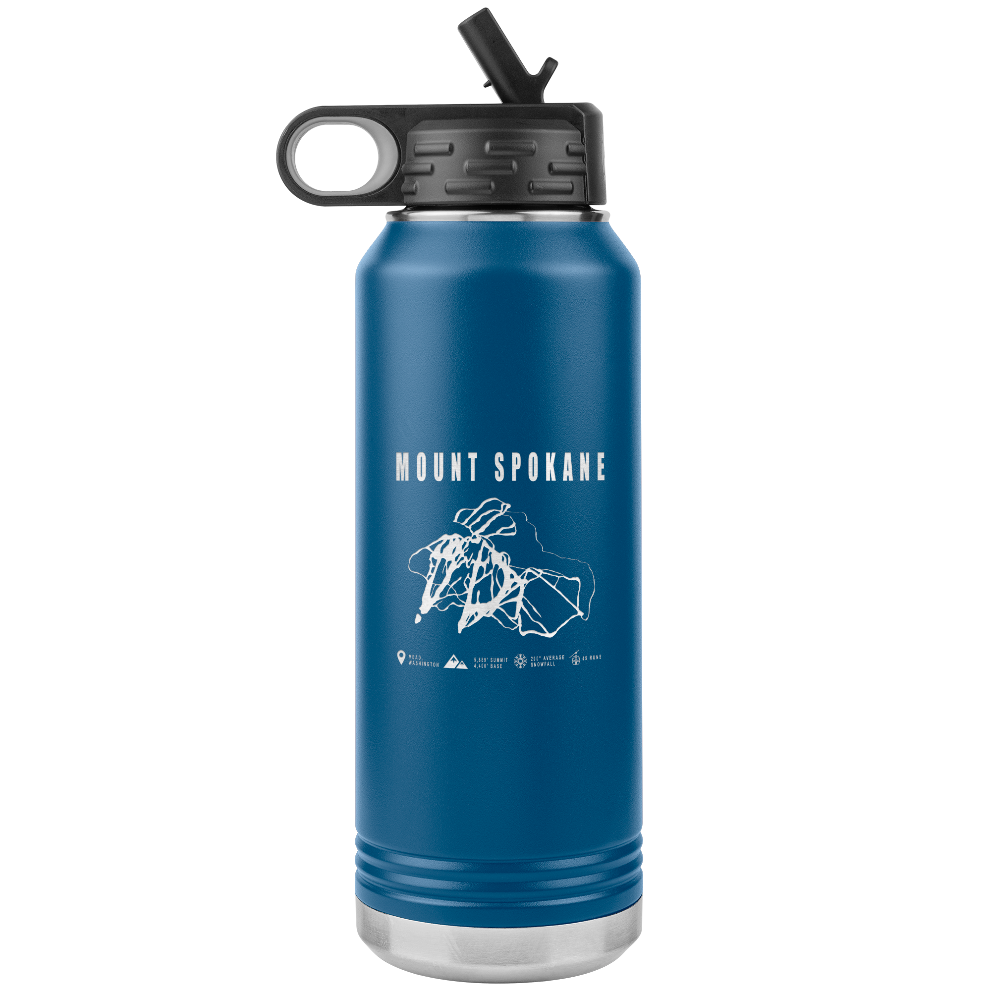 Mount Spokane, Washington Ski Trail Map 32oz Water Bottle Tumbler - Powderaddicts
