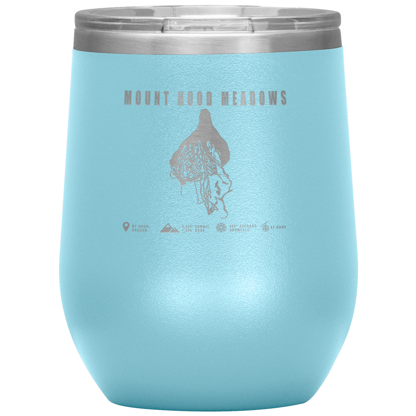 Mount Hood Meadows, Oregon Ski Trail Map Wine 12oz Tumbler - Powderaddicts
