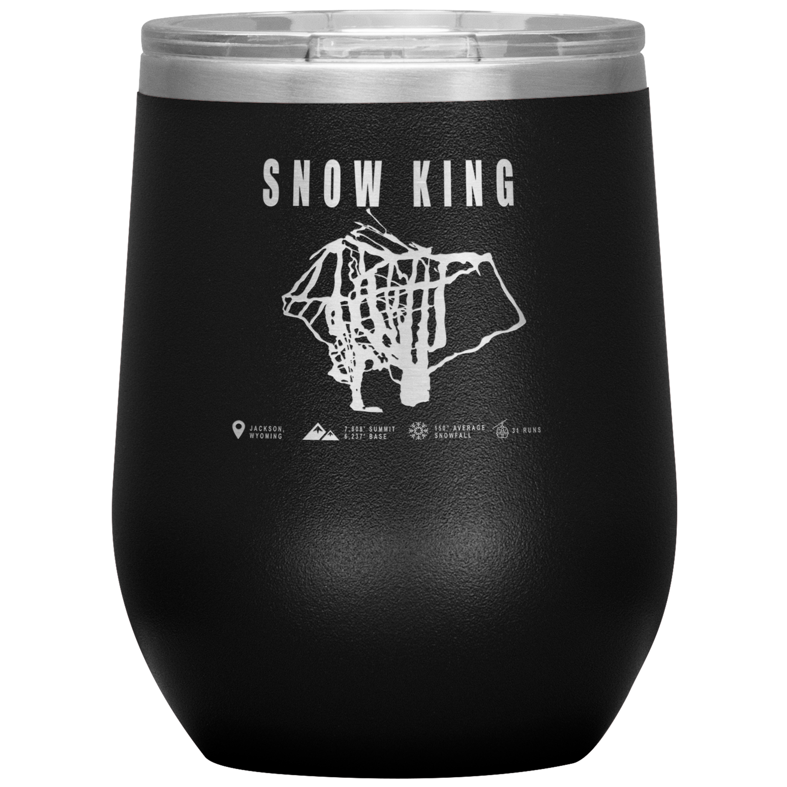 Snow King Wyoming Ski Trail Map Wine 12oz Tumbler - Powderaddicts
