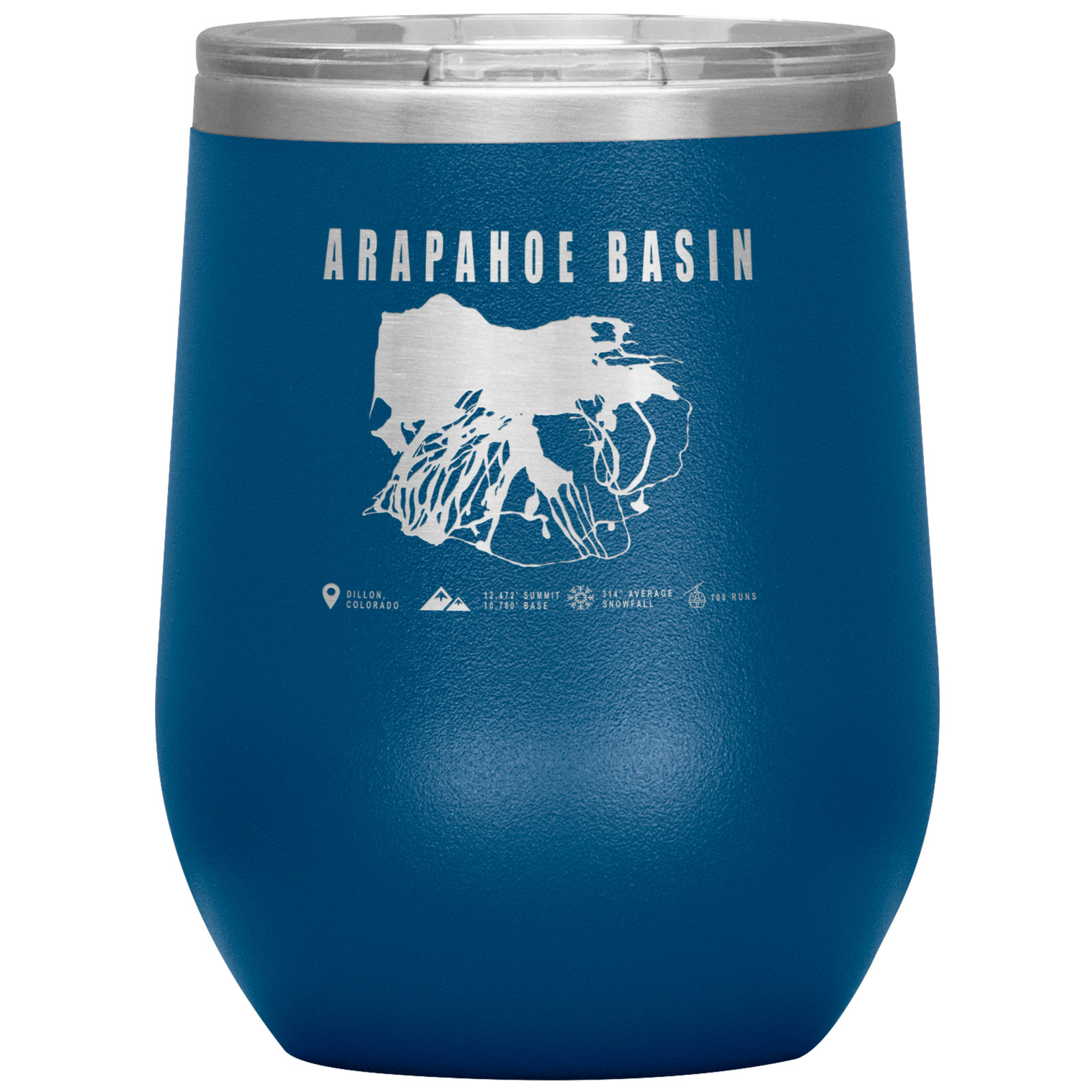 Arapahoe Basin,Colorado Ski Resort Wine 12oz Tumbler - Powderaddicts
