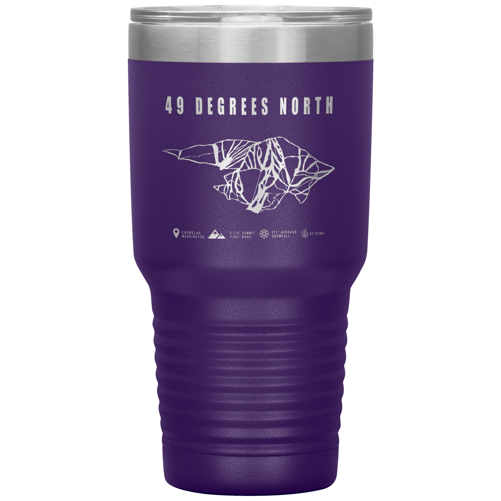 49 Degrees North, Washington Ski Trail Map 30oz Tumbler - Powderaddicts