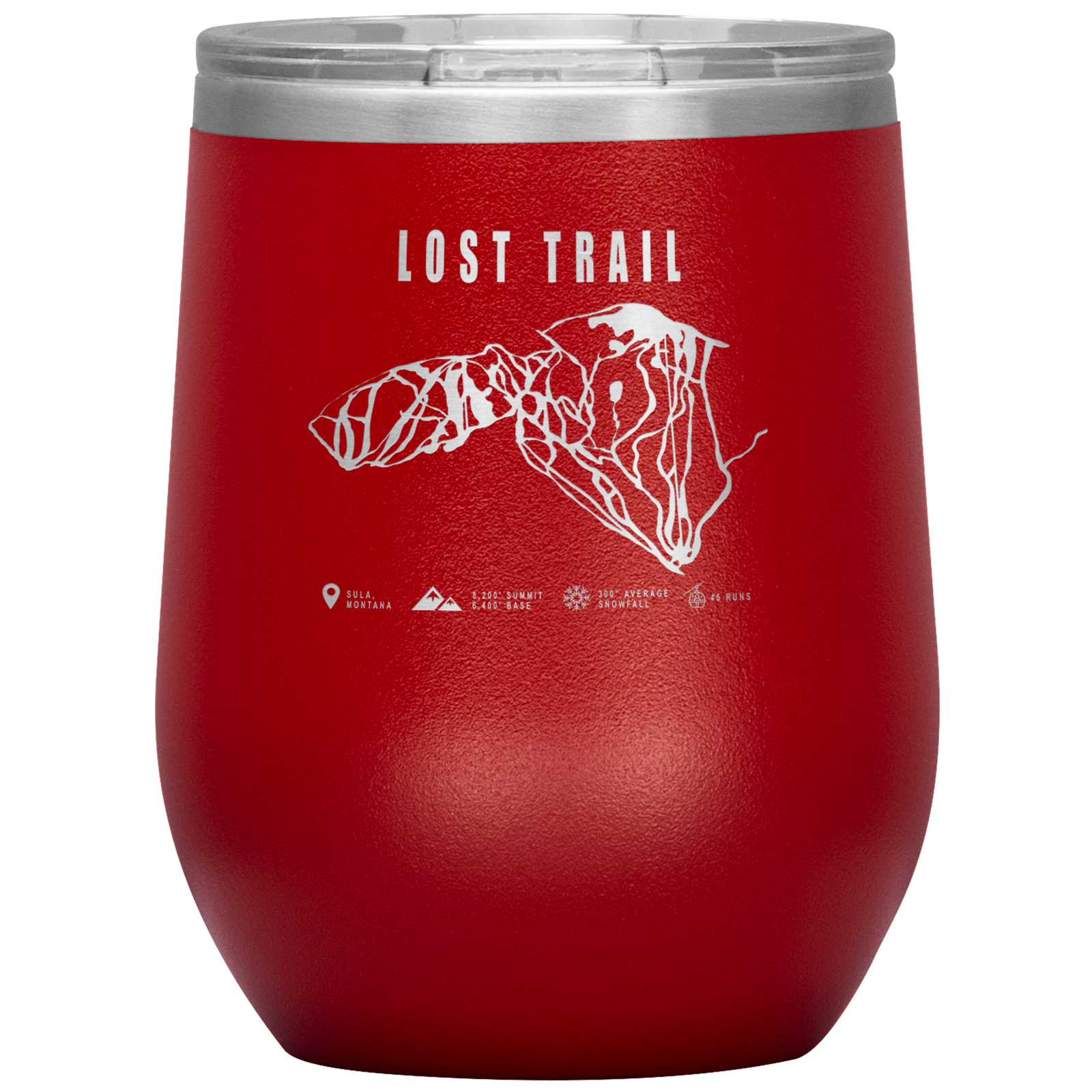 Lost Trail Montana Ski Trail Map Wine 12oz Tumbler - Powderaddicts