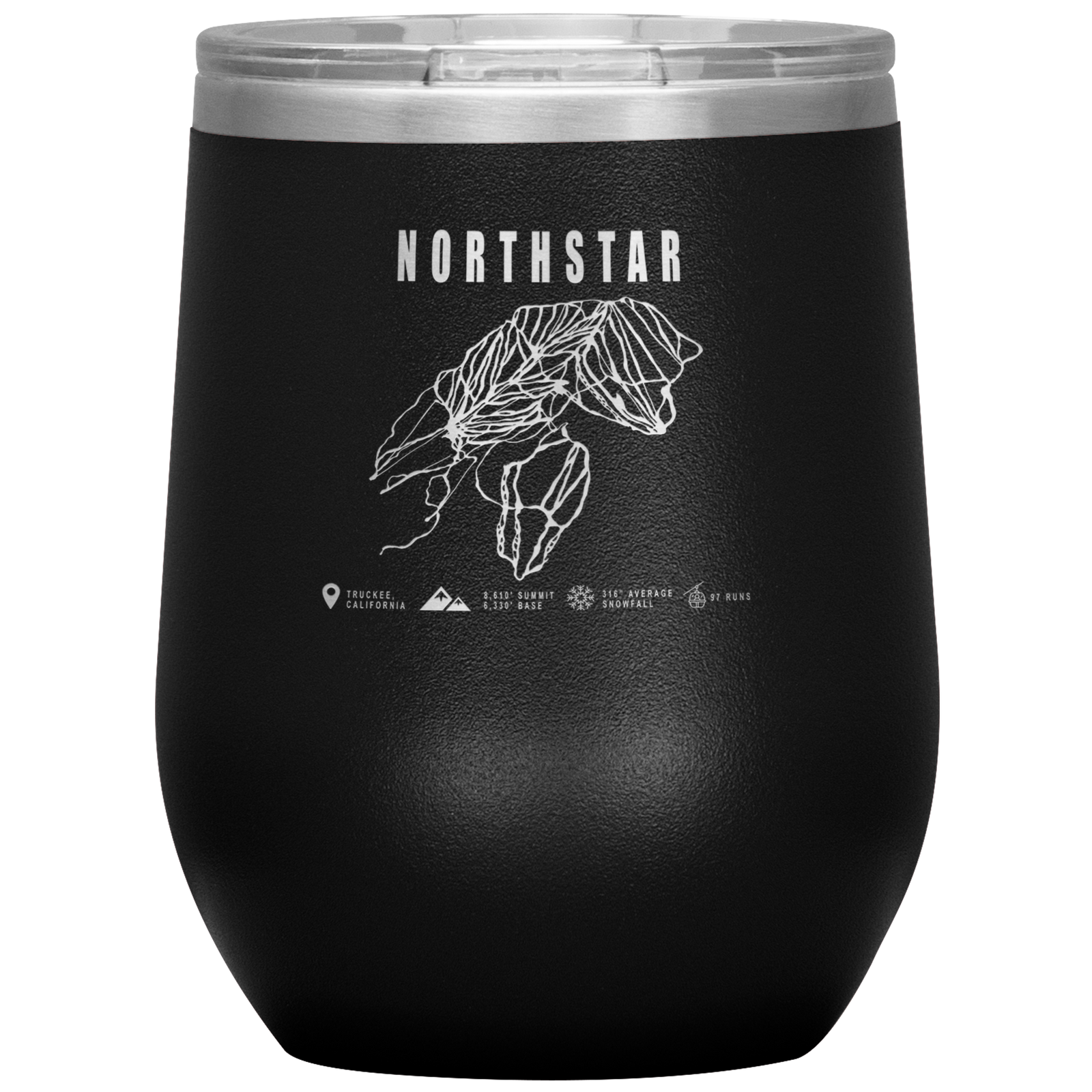 Northstar, California Ski Trail Map Wine 12oz Tumbler - Powderaddicts