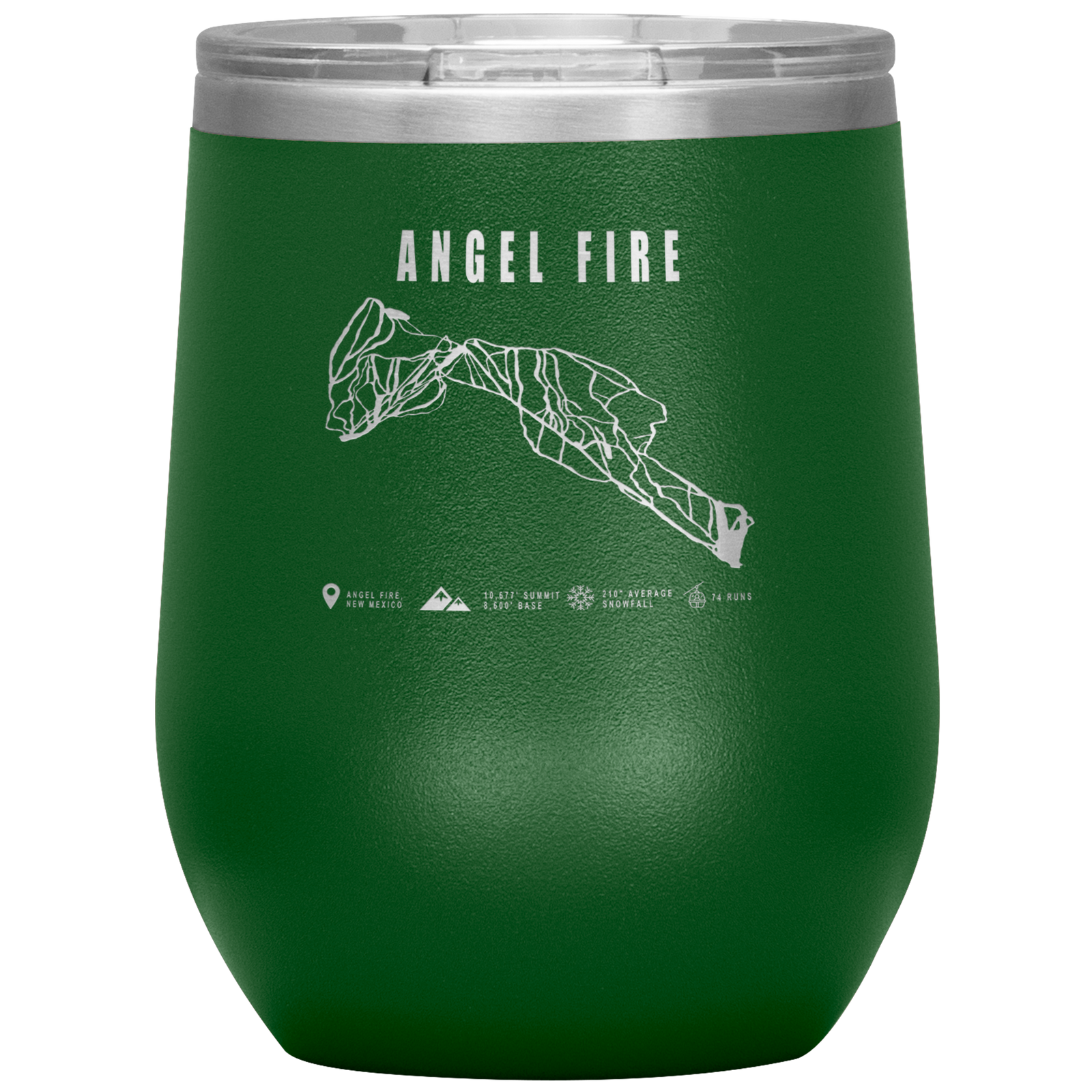 Angel Fire, New Mexico Ski Trail Map Wine 12oz Tumbler - Powderaddicts