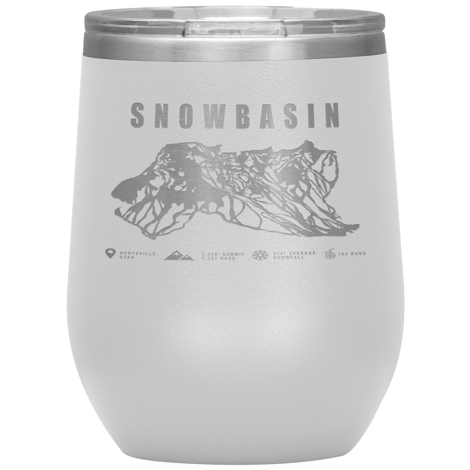 Snowbasin, Utah Ski Trail Map Wine 12oz Tumbler - Powderaddicts