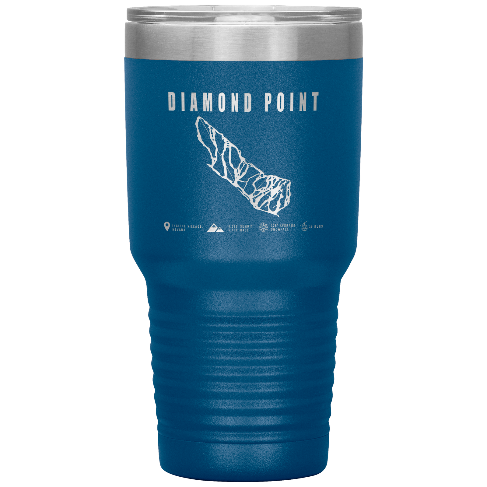 Diamond Point, Nevada Ski Trail Map 30oz Tumbler - Powderaddicts